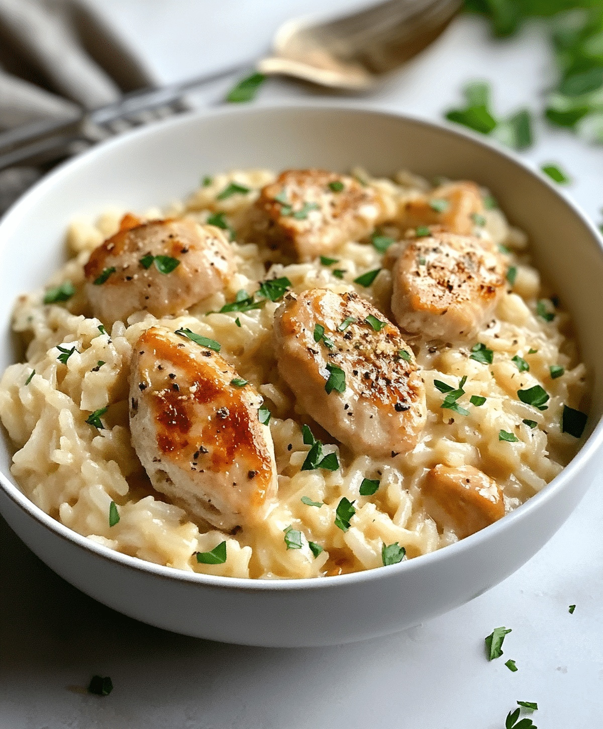One-pan Creamy Parmesan Chicken & Rice Recipe