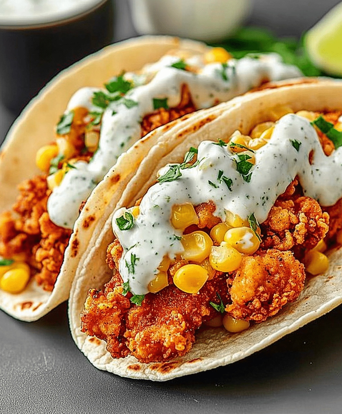 Crispy Fried Chicken Street Corn Taco With Jalapeno Lime Ranch Recipe