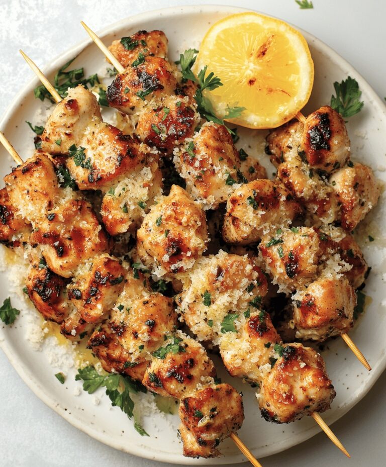 Crispy Garlic Parmesan Chicken Skewers Recipe