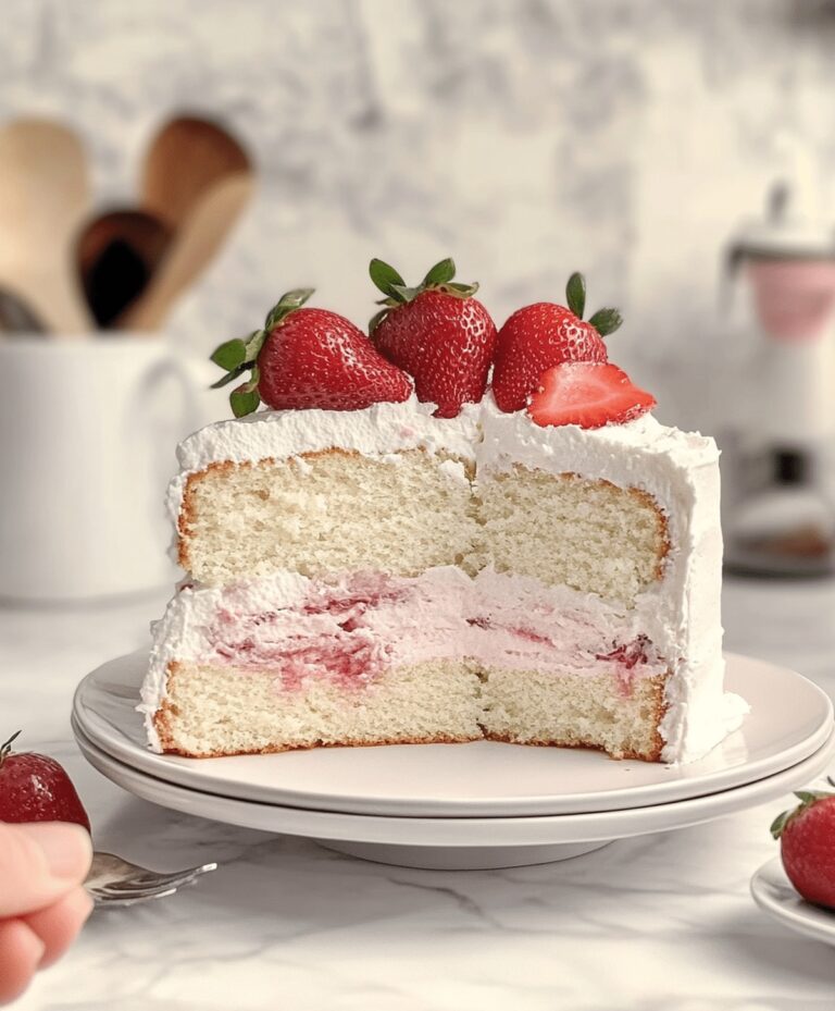 Creamy Strawberry Swirled White Chocolate Cake Recipe