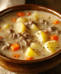 Creamy Potato & Hamburger Soup Recipe