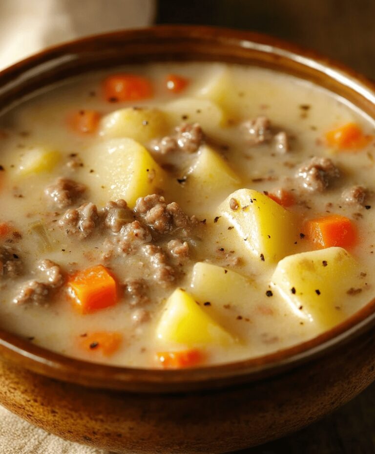 Creamy Potato & Hamburger Soup Recipe