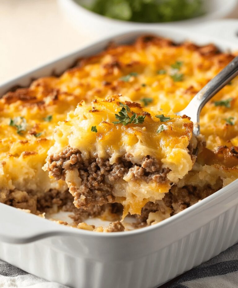 Cheesy Hamburger Hash Brown Casserole Recipe
