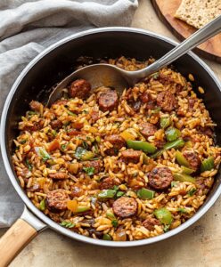 Quick Cajun Sausage And Rice Skillet Recipe