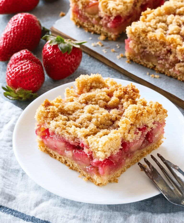 Simple Strawberry Rhubarb Crumb Bars Recipe