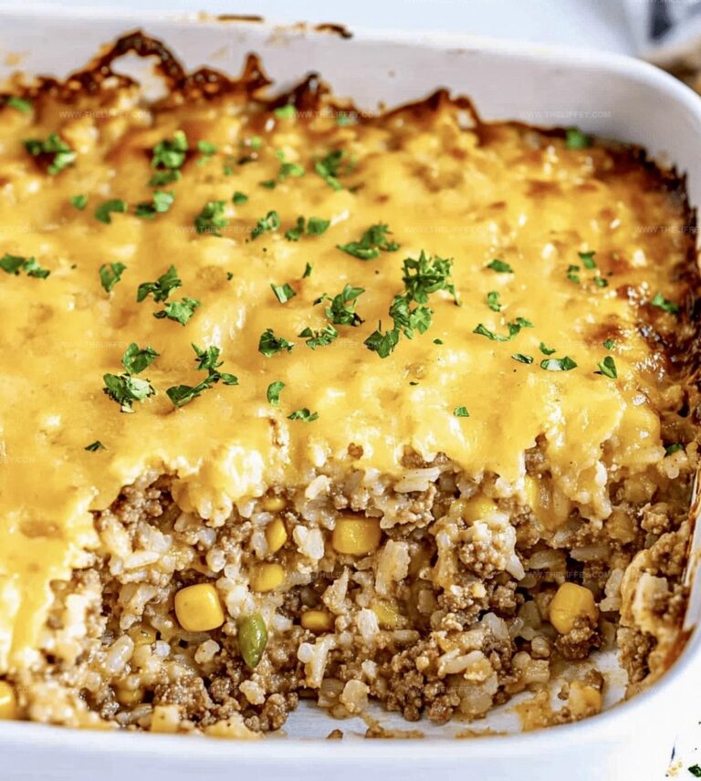 Cheesy Ground Beef And Rice Casserole Recipe