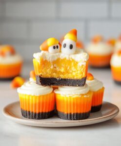 Adorable Mini Candy Corn Cheesecakes Recipe