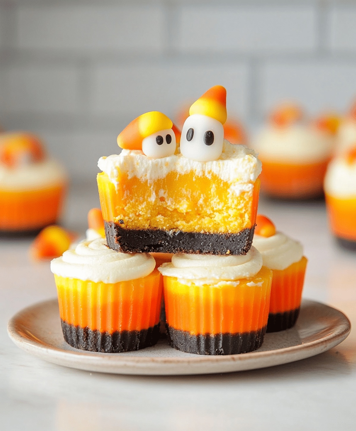 Adorable Mini Candy Corn Cheesecakes Recipe