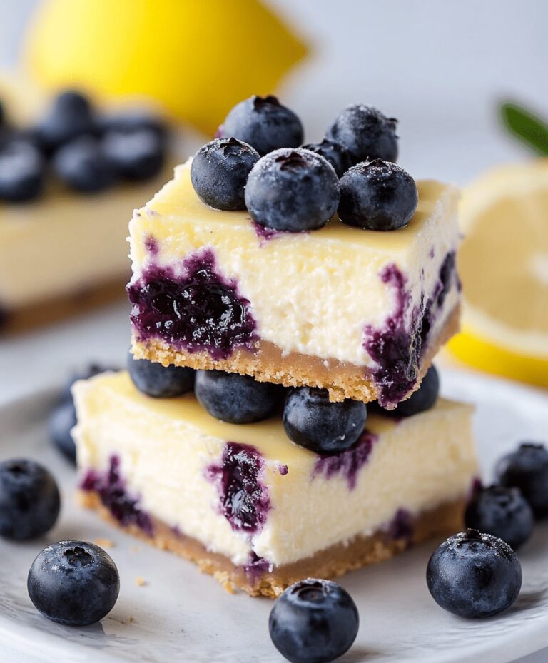 Creamy Lemon Blueberry Cheesecake Bars Recipe