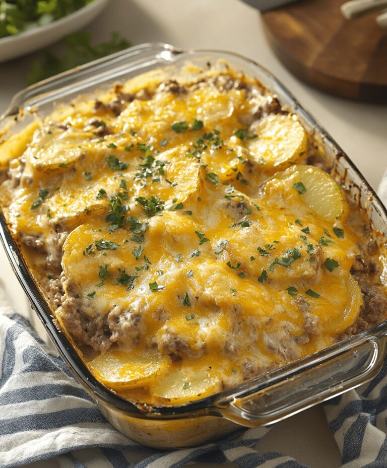Cheesy Hamburger Potato Casserole Recipe