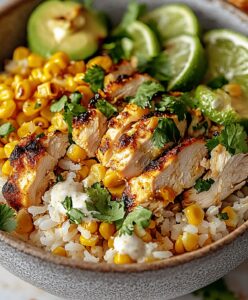 Zesty Street Corn Chicken Rice Bowl Recipe