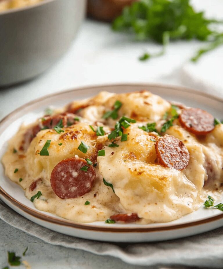 Delicious Crockpot Pierogi Casserole With Kielbasa Recipe