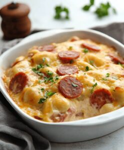 Hearty Pierogi Casserole With Kielbasa Recipe
