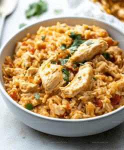 Creamy One Pot Queso Chicken And Rice Recipe