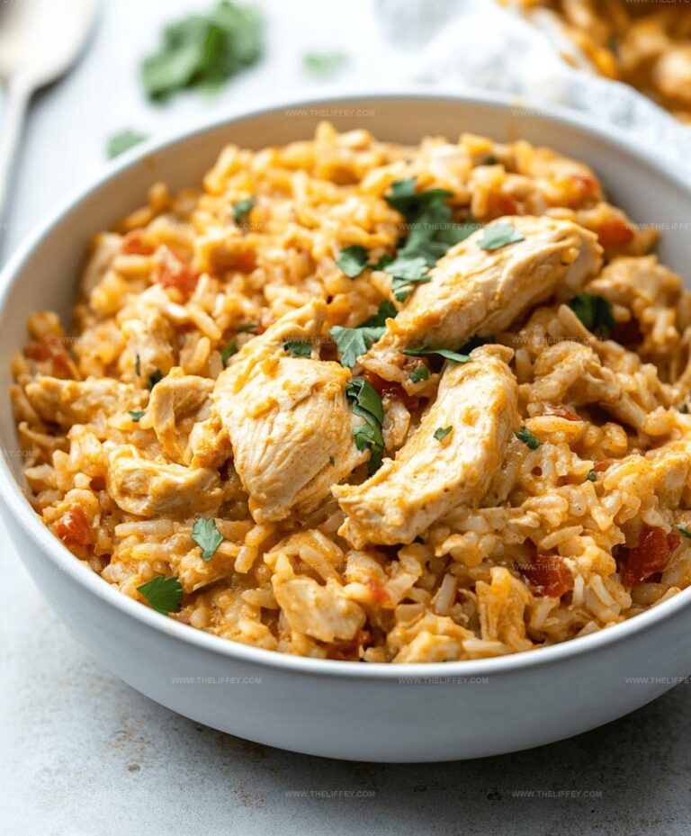 Creamy One Pot Queso Chicken And Rice Recipe