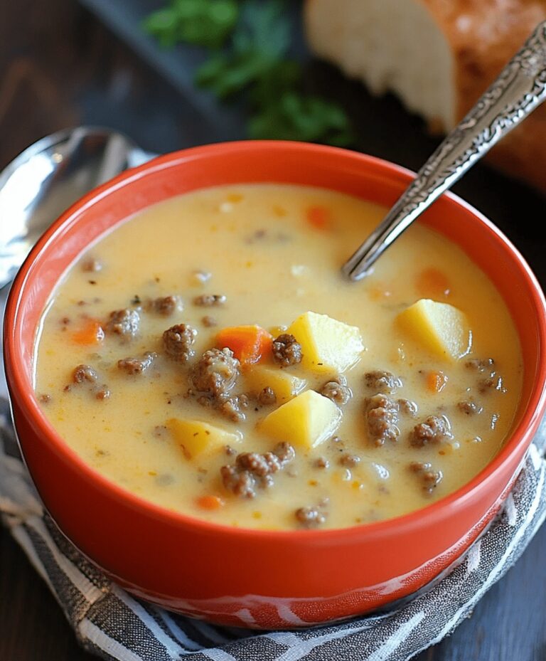 Cheesy Hamburger Potato Soup Recipe