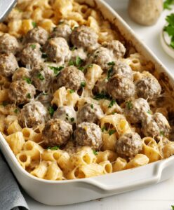Creamy Swedish Meatball Pasta Bake Recipe
