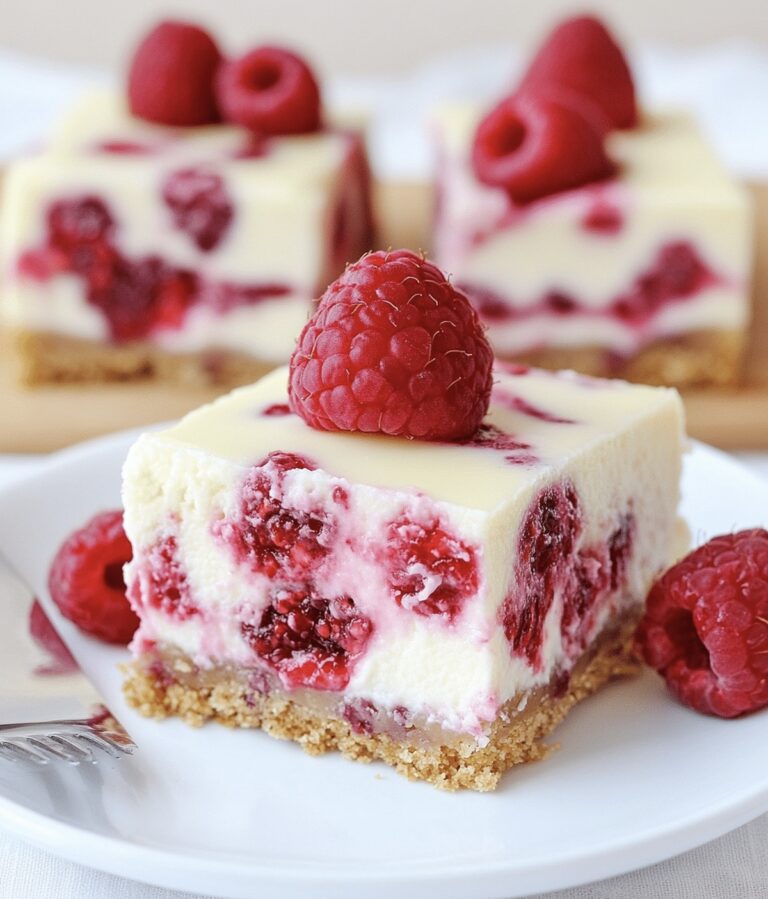 Decadent White Chocolate Raspberry Cheesecake Bars Recipe