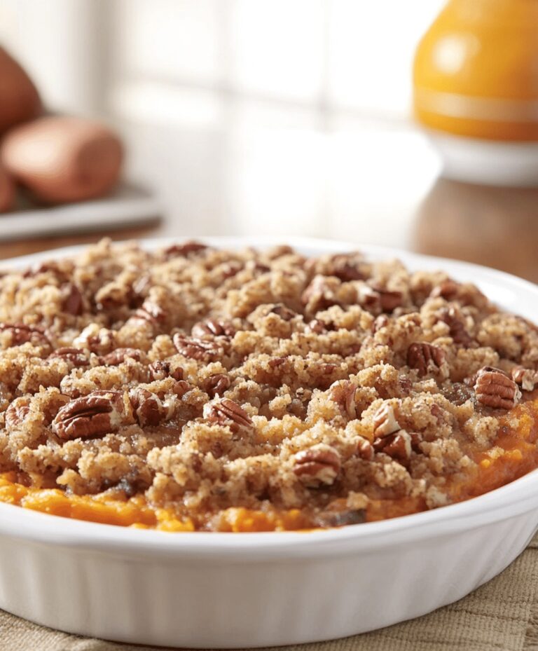 The Best Sweet Potato Casserole With Butter Pecan Crumble Topping Recipe