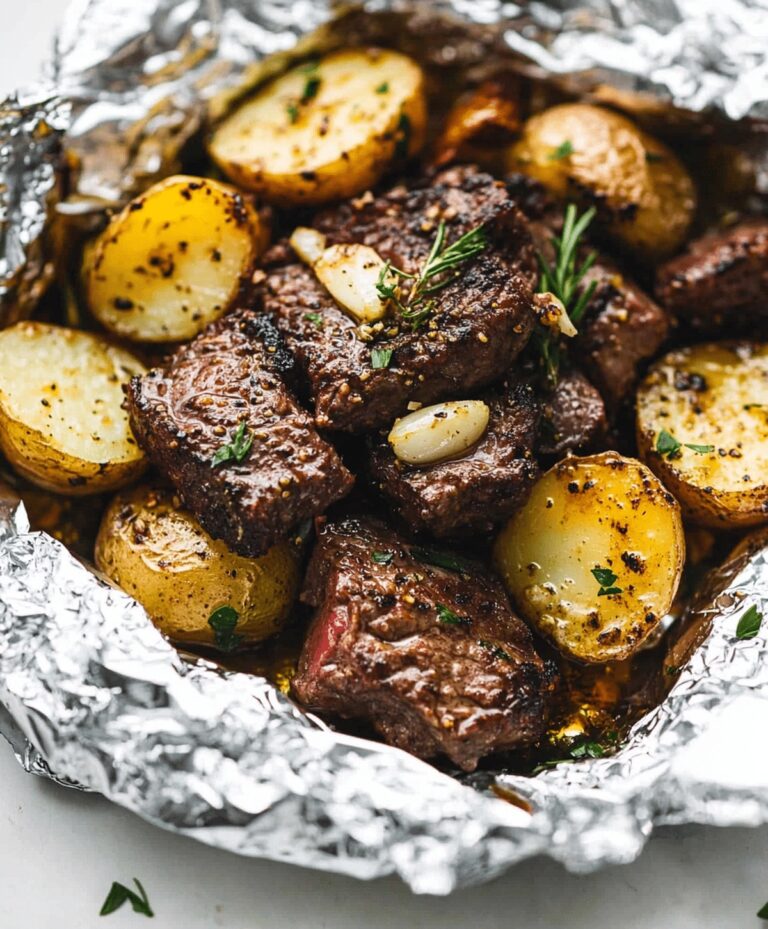 Savory Garlic Steak & Potato Foil Packets Recipe