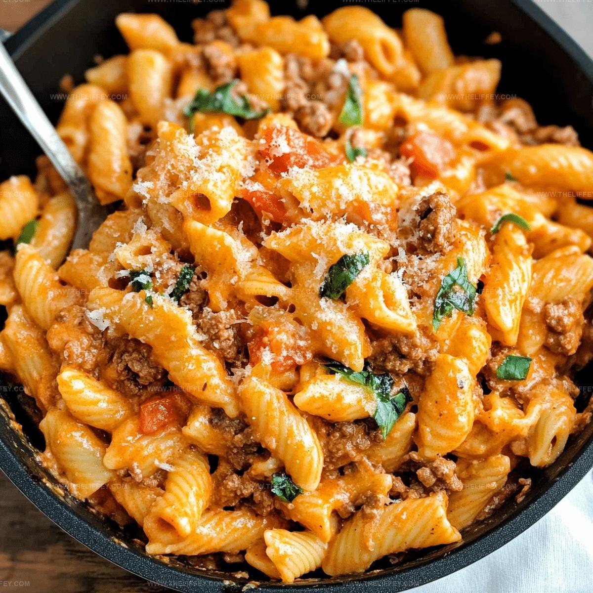 One Pot Creamy Tomato Beef Pasta Recipe