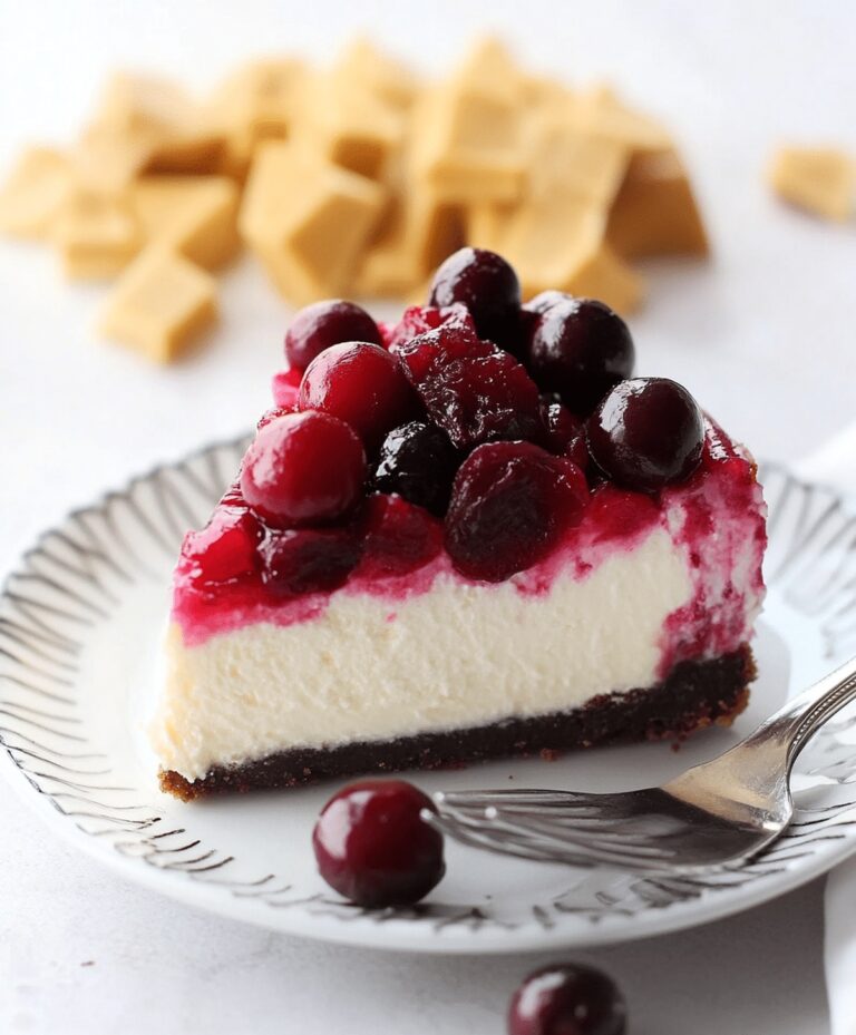 No Bake White Chocolate Cranberry Cheesecake Recipe