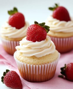 Delightful White Chocolate Strawberry Cupcakes Recipe