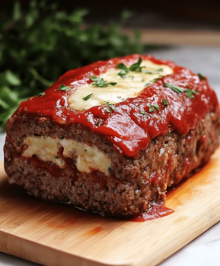 Mozzarella Stuffed Meatloaf Recipe