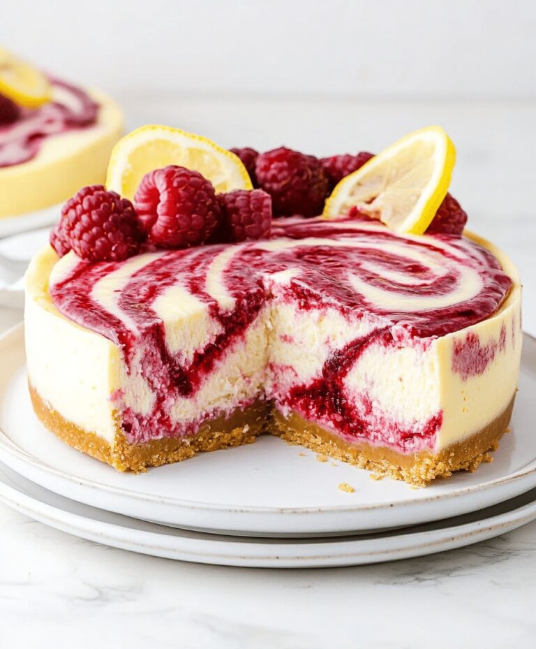Creamy Lemon Raspberry Swirl Cheesecake Recipe