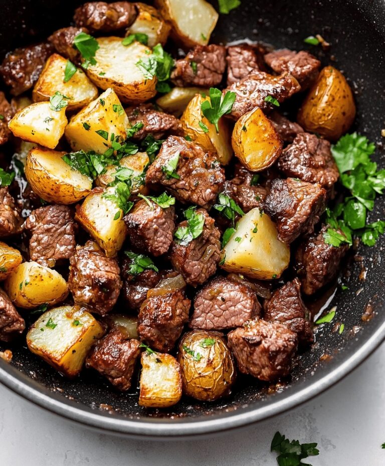 Tender Slow Cooker Garlic Butter Beef Bites & Potatoes Recipe