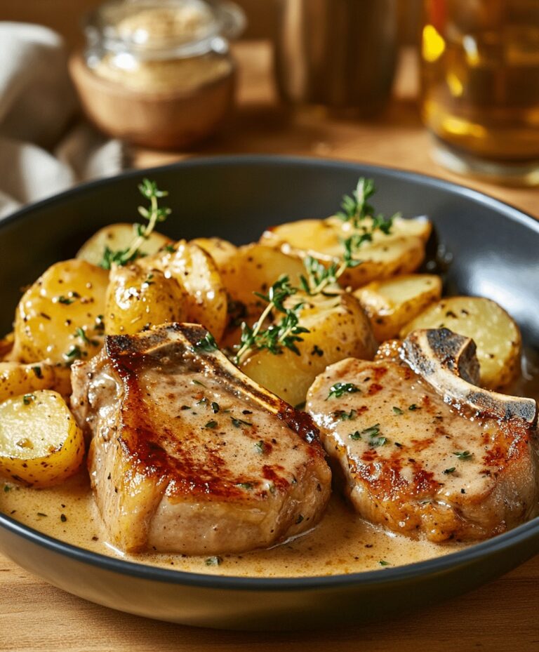 Garlic Parmesan Pork Chops With Cheesy Scalloped Potatoes Recipe