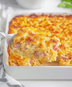 Cheesy Hashbrown Breakfast Casserole With Ham Recipe