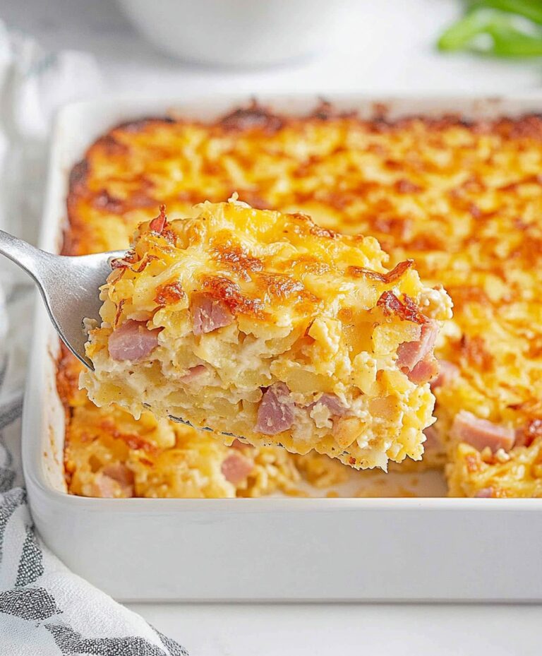 Cheesy Hashbrown Breakfast Casserole With Ham Recipe