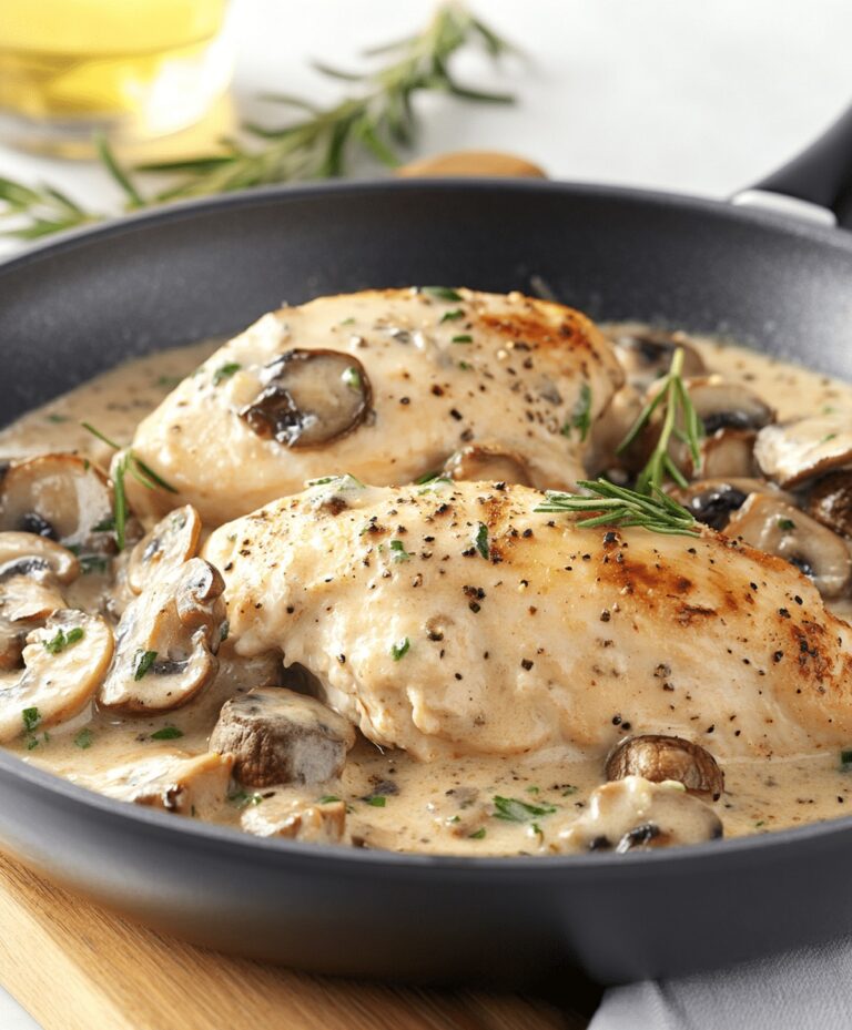 Skillet Asiago Chicken and Mushrooms Recipe