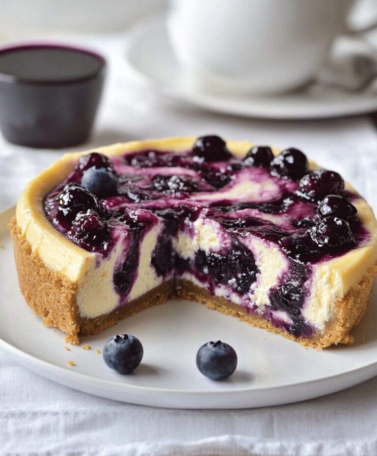 Creamy Blueberry Swirl Cheesecake Recipe