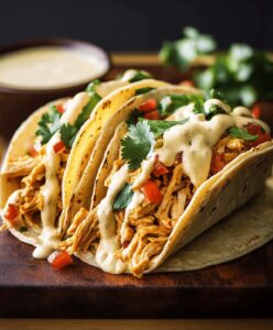 Easy Slow Cooker Queso Chicken Tacos Recipe