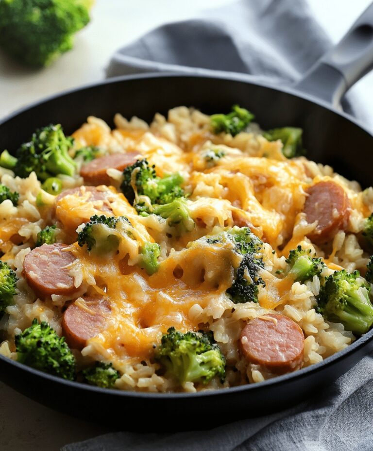Quick Cheesy Kielbasa Rice And Broccoli Skillet Recipe