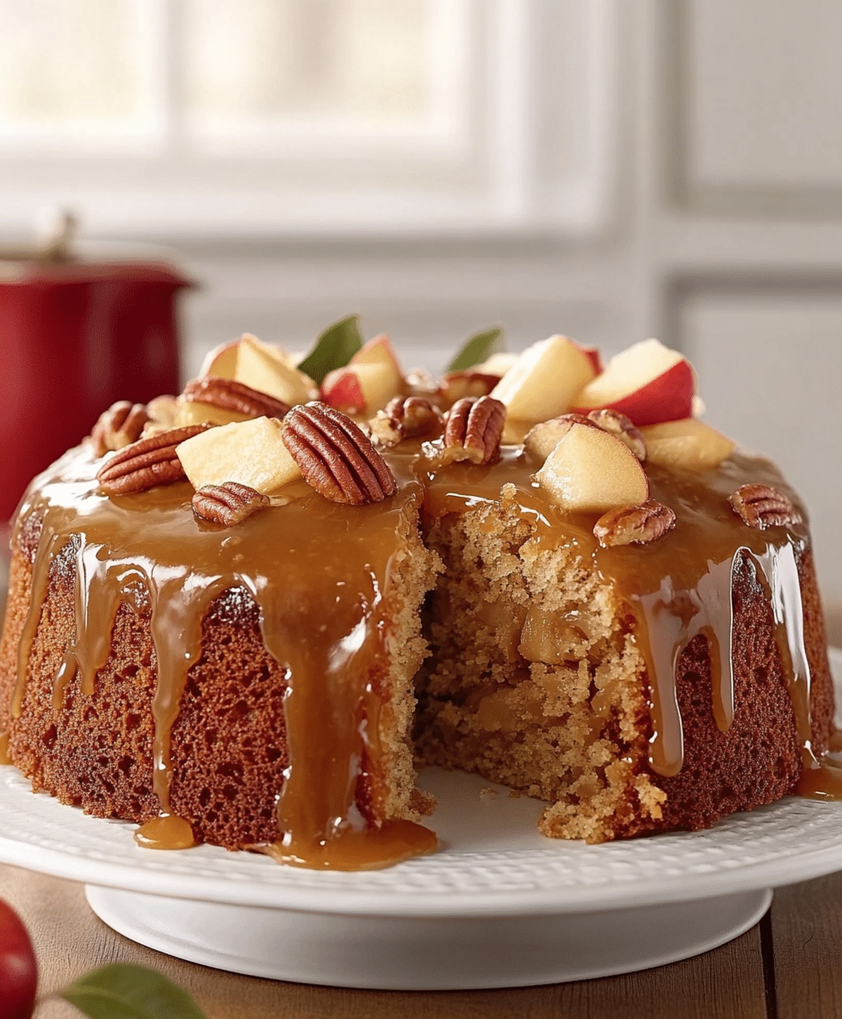 Apple Pecan Cake With Caramel Glaze Recipe