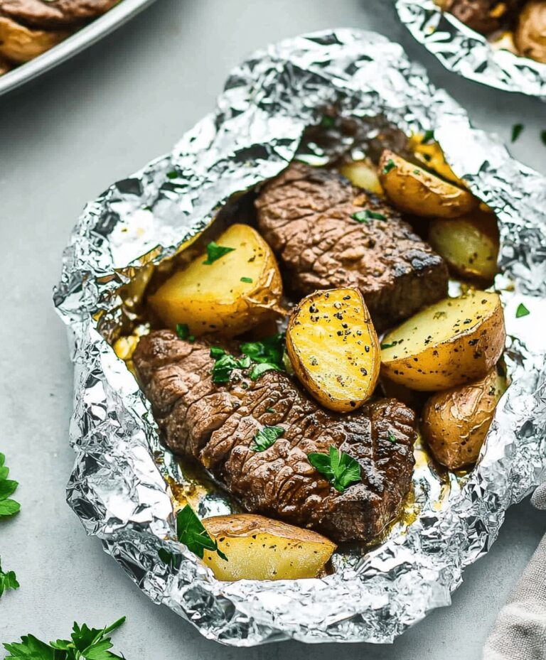 Garlic Steak & Potato Foil Packets Recipe