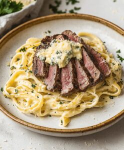 Savory Steak Gorgonzola Alfredo With Creamy Parmesan Sauce Recipe