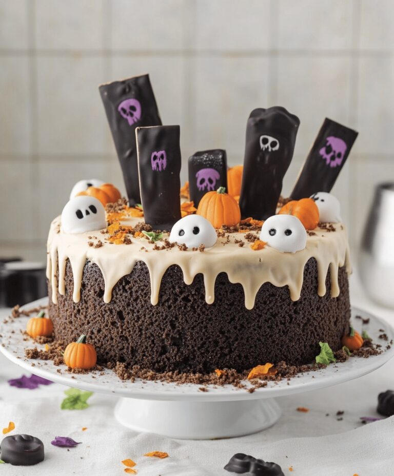 Halloween Graveyard Chocolate Poke Cake Recipe