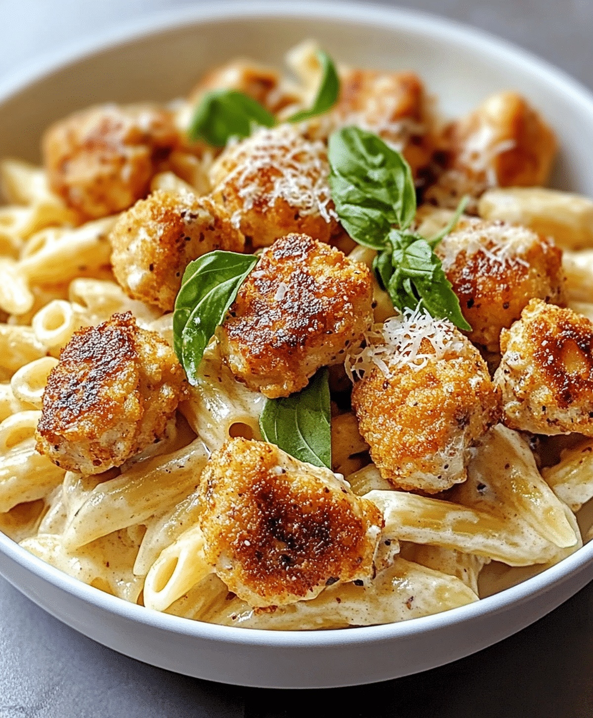 Quick Garlic Butter Chicken Bites With Tangy Parmesan Pasta Recipe
