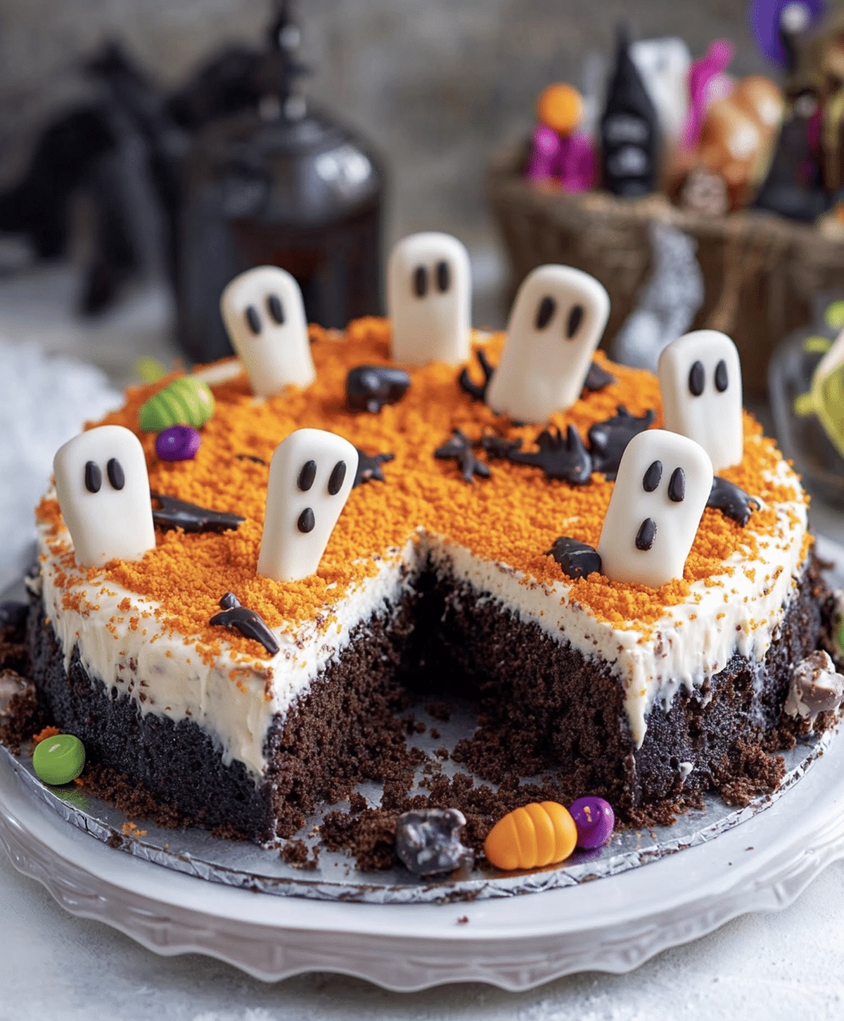 Perfect Halloween Graveyard Chocolate Poke Cake Recipe