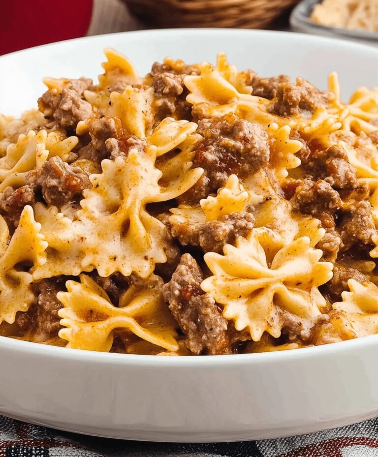 Best Beef And Bowtie Pasta With Creamy Alfredo Sauce Recipe