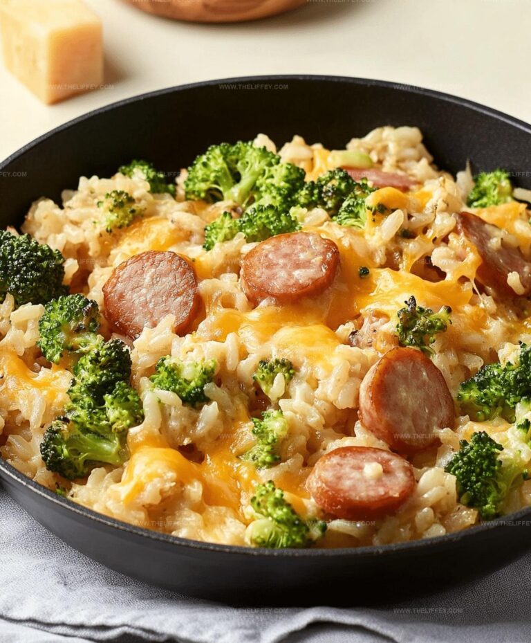 Cheesy Kielbasa Rice And Broccoli Skillet Recipe