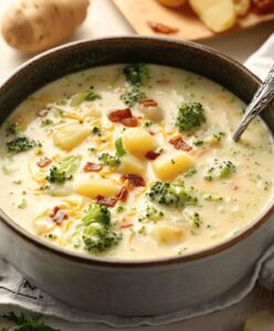 Creamy Broccoli Potato Cheese Soup Recipe