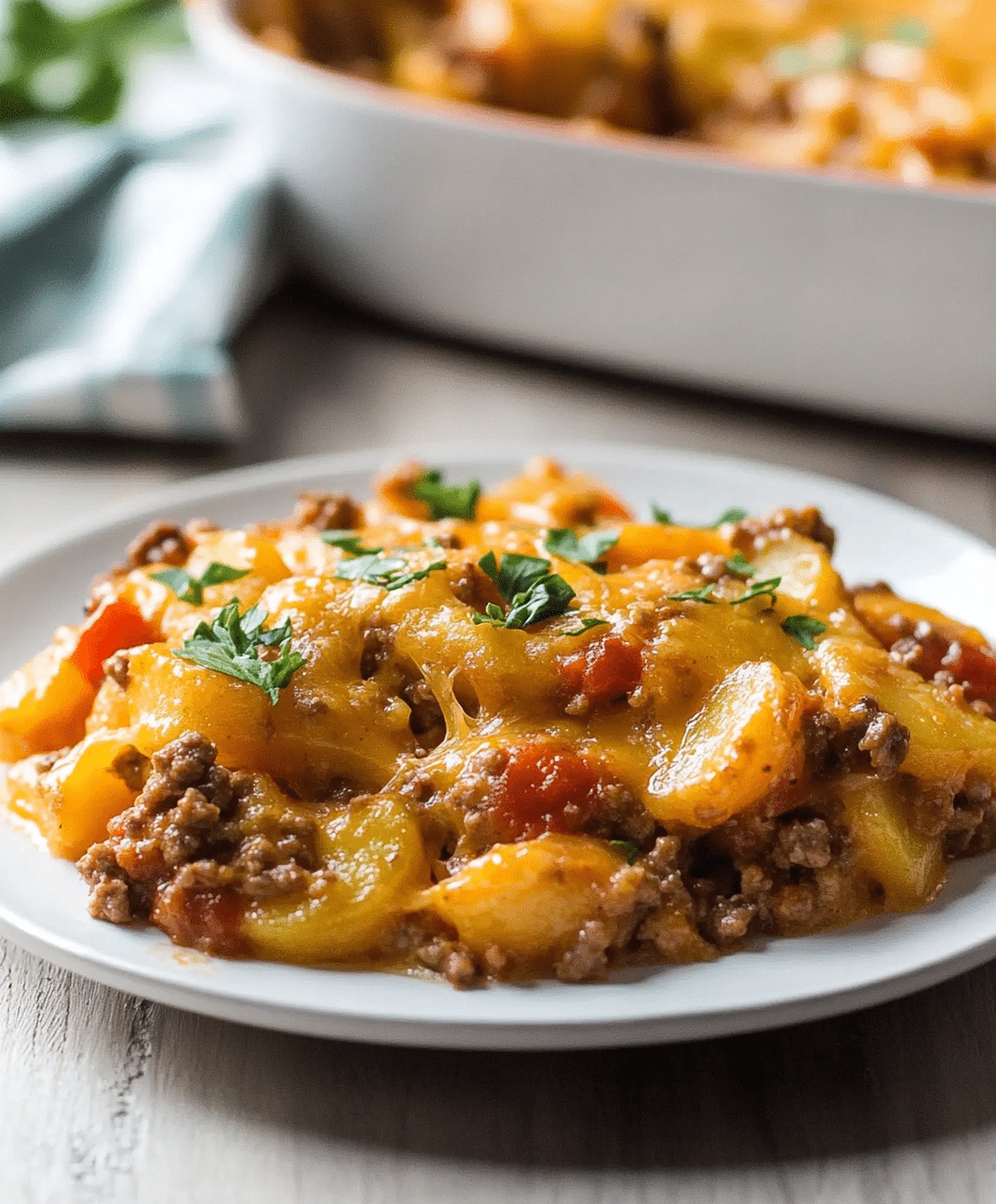 Cheesy Ground Beef And Potatoes Recipe