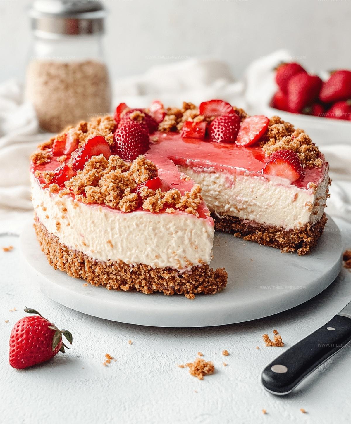 Creamy Strawberry Crunch Cheesecake Recipe