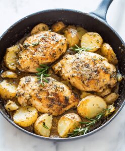 Crispy Garlic Parmesan Chicken And Potatoes Skillet Recipe