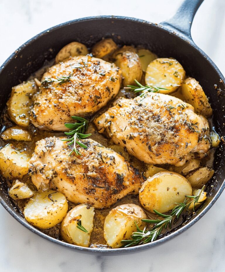 Crispy Garlic Parmesan Chicken And Potatoes Skillet Recipe